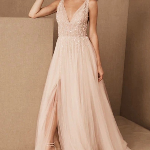 BHLDN Written in the Stars Beaded Tulle Open-Back Wedding Ballgown - Picture 1 of 17